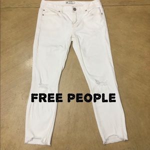 Free people ripped white skinny jeans